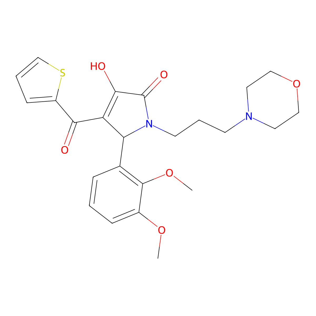 (4E)-5-(2,3-dimethoxyphenyl)-4-[hydroxy(thiophen-2-yl)methylidene]-1-[3-(morpholin-4-yl)propyl]pyrrolidine-2,3-dione molecular structure, CAS 370575-01-2