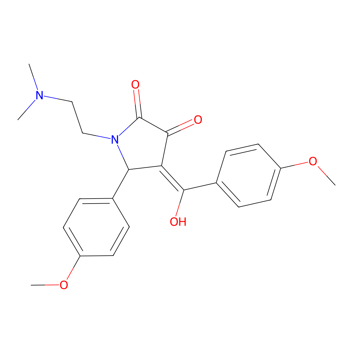 1-[2-(dimethylamino)ethyl]-3-hydroxy-4-(4-methoxybenzoyl)-5-(4-methoxyphenyl)-2,5-dihydro-1H-pyrrol-2-one molecular structure, CAS 370575-53-4