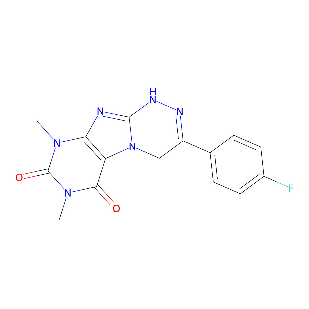 3-(4-Fluorophenyl)-7,9-dimethyl-1,4-dihydro[1,2,4]triazino[3,4-f]purine-6,8(7H,9H)-dione molecular structure, CAS 370575-68-1
