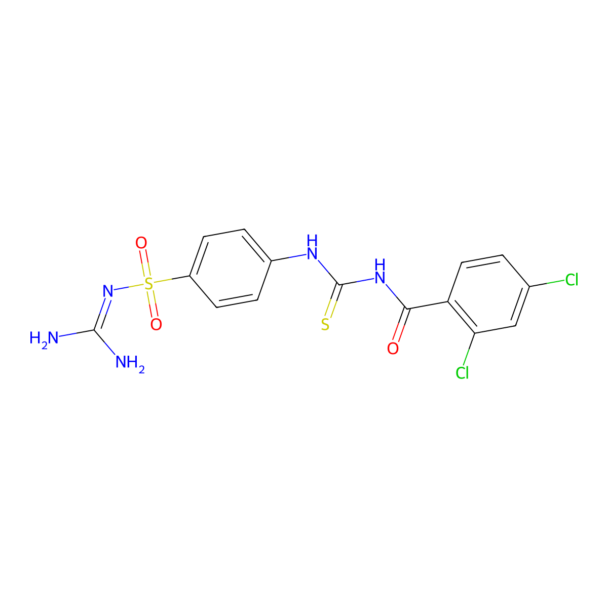 2,4-dichloro-N-[[4-(diaminomethylideneamino)sulfonylphenyl]carbamothioyl]benzamide molecular structure, CAS 370575-81-8