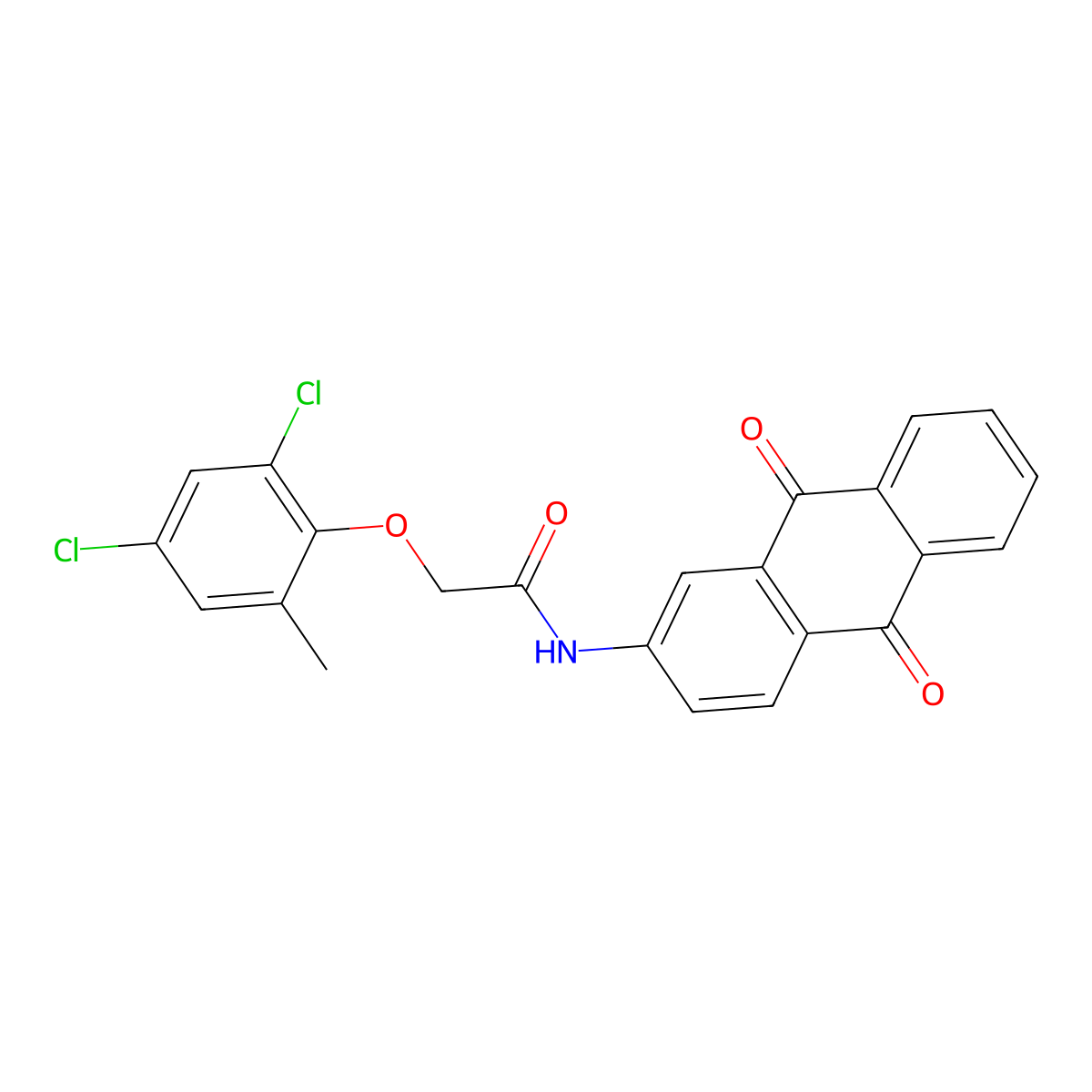 2-(2,4-dichloro-6-methylphenoxy)-N-(9,10-dioxoanthracen-2-yl)acetamide molecular structure, CAS 370575-90-9