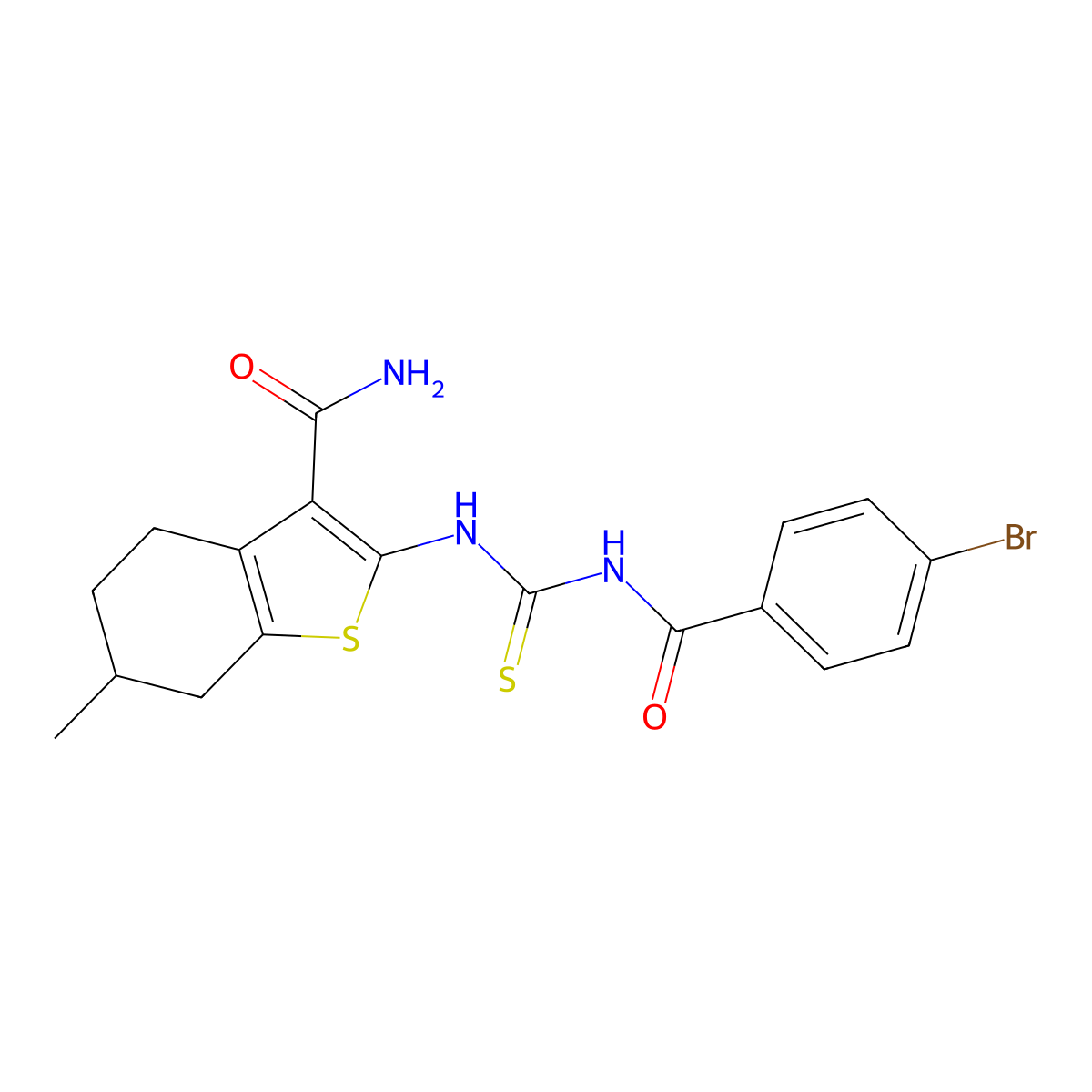 2-[(4-Bromobenzoyl)carbamothioylamino]-6-methyl-4,5,6,7-tetrahydro-1-benzothiophene-3-carboxamide molecular structure, CAS 370576-17-3