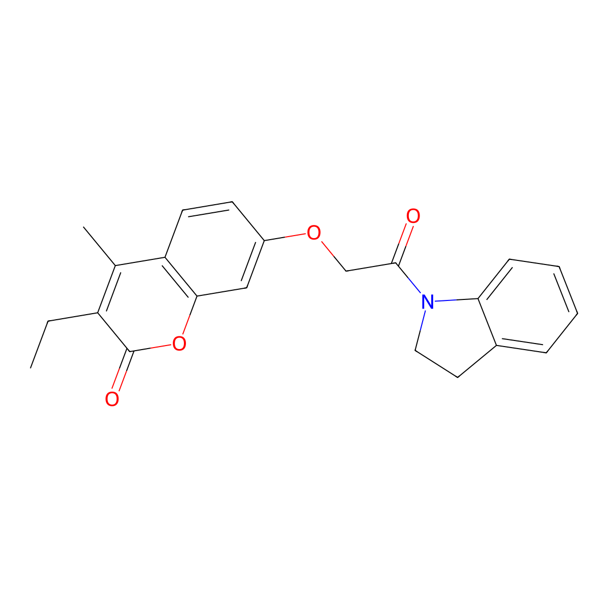 7-[2-(2,3-dihydro-1H-indol-1-yl)-2-oxoethoxy]-3-ethyl-4-methyl-2H-chromen-2-one molecular structure, CAS 370576-21-9