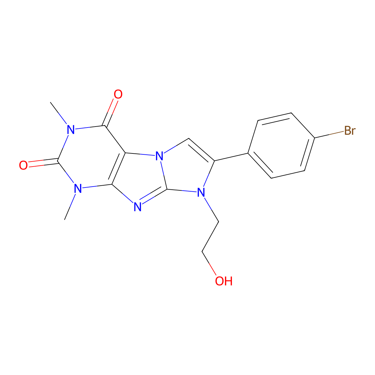 7-(4-Bromophenyl)-6-(2-hydroxyethyl)-2,4-dimethylpurino[7,8-a]imidazole-1,3-dione molecular structure, CAS 370576-35-5