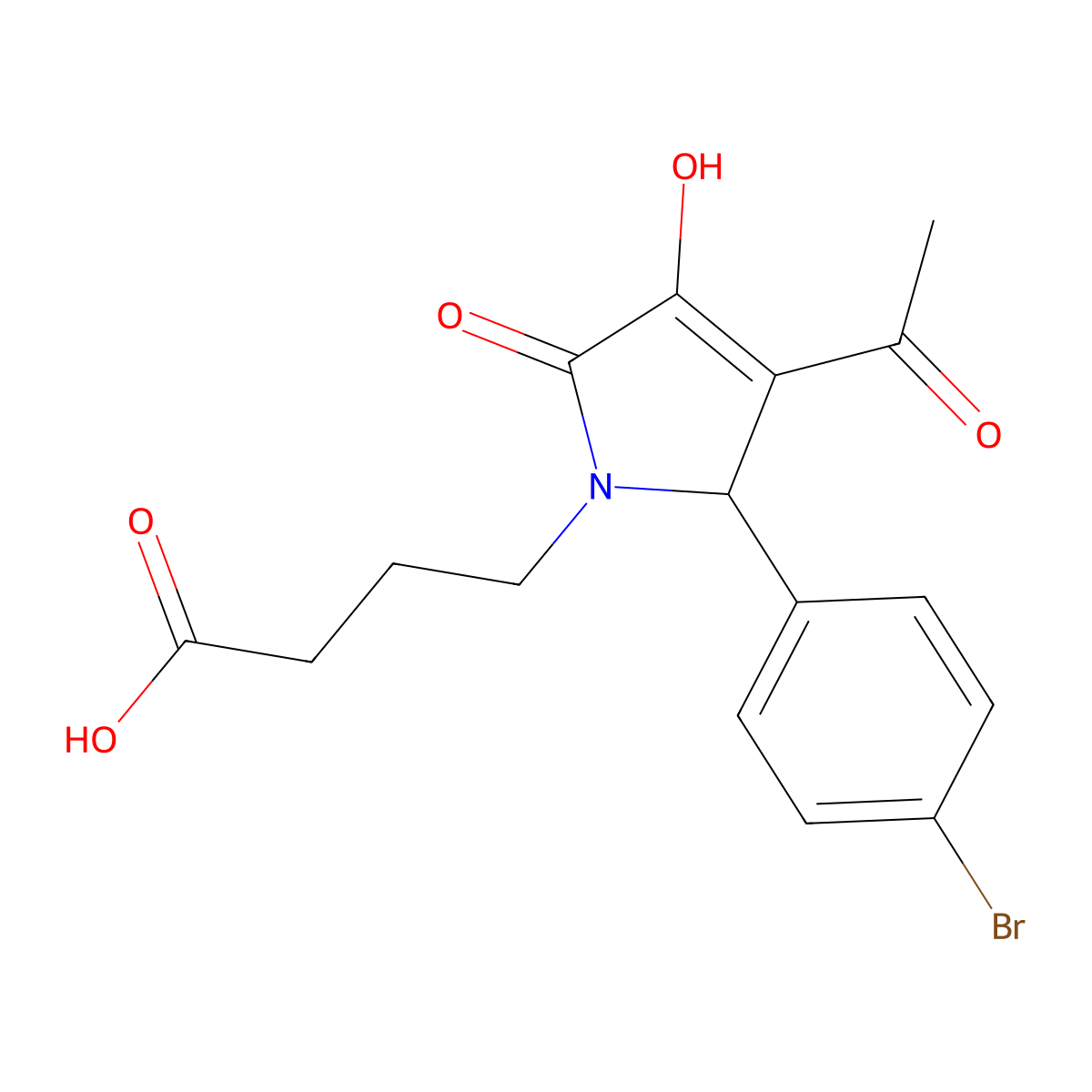 4-[3-acetyl-2-(4-bromophenyl)-4-hydroxy-5-oxo-2H-pyrrol-1-yl]butanoic acid molecular structure, CAS 370576-40-2
