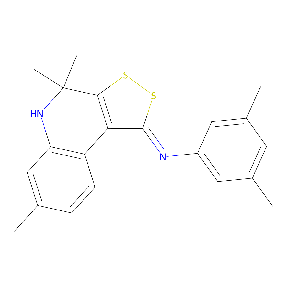 3,5-dimethyl-N-[(1Z)-4,4,7-trimethyl-4,5-dihydro-1H-[1,2]dithiolo[3,4-c]quinolin-1-ylidene]aniline molecular structure, CAS 370576-62-8