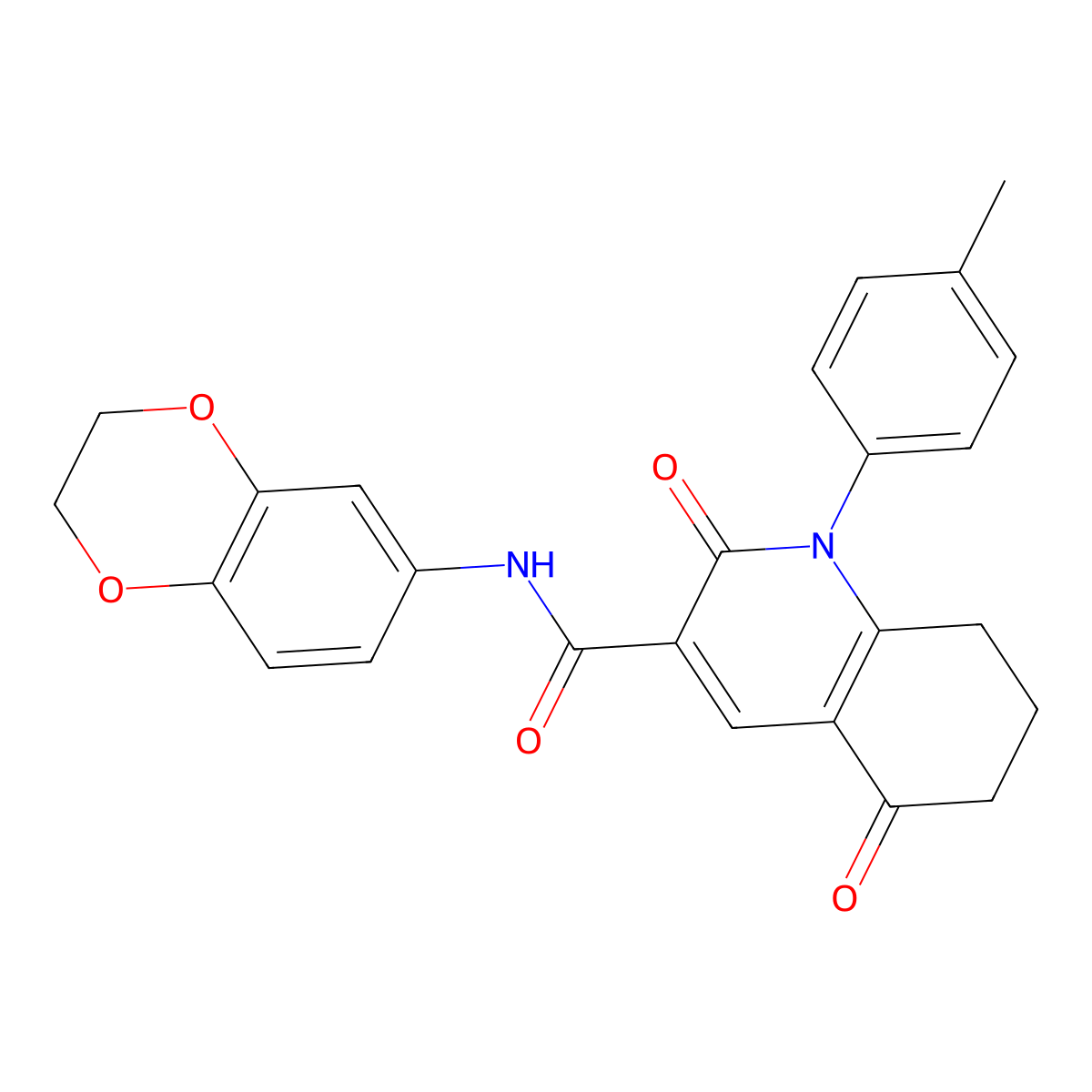 N-(2,3-dihydro-1,4-benzodioxin-6-yl)-1-(4-methylphenyl)-2,5-dioxo-7,8-dihydro-6H-quinoline-3-carboxamide molecular structure, CAS 370576-88-8