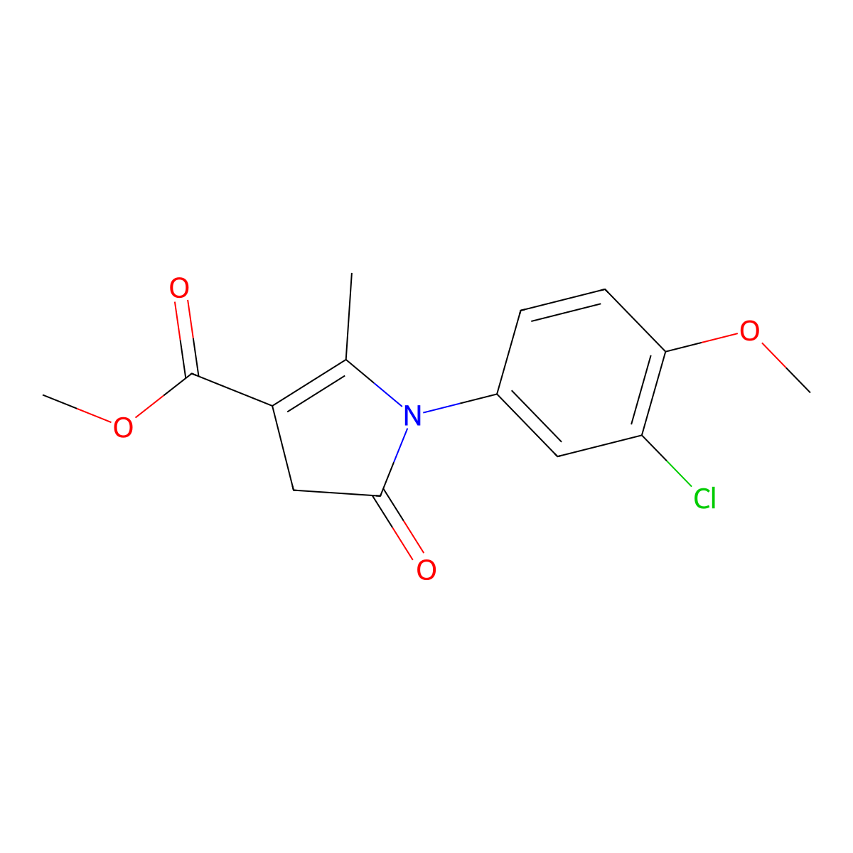 methyl 1-(3-chloro-4-methoxyphenyl)-2-methyl-5-oxo-4,5-dihydro-1H-pyrrole-3-carboxylate molecular structure, CAS 370582-42-6