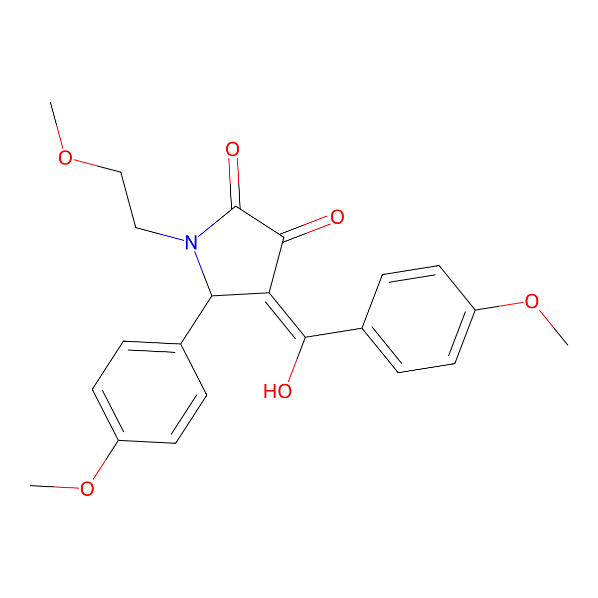 3-hydroxy-4-(4-methoxybenzoyl)-1-(2-methoxyethyl)-5-(4-methoxyphenyl)-2,5-dihydro-1H-pyrrol-2-one molecular structure, CAS 370582-45-9