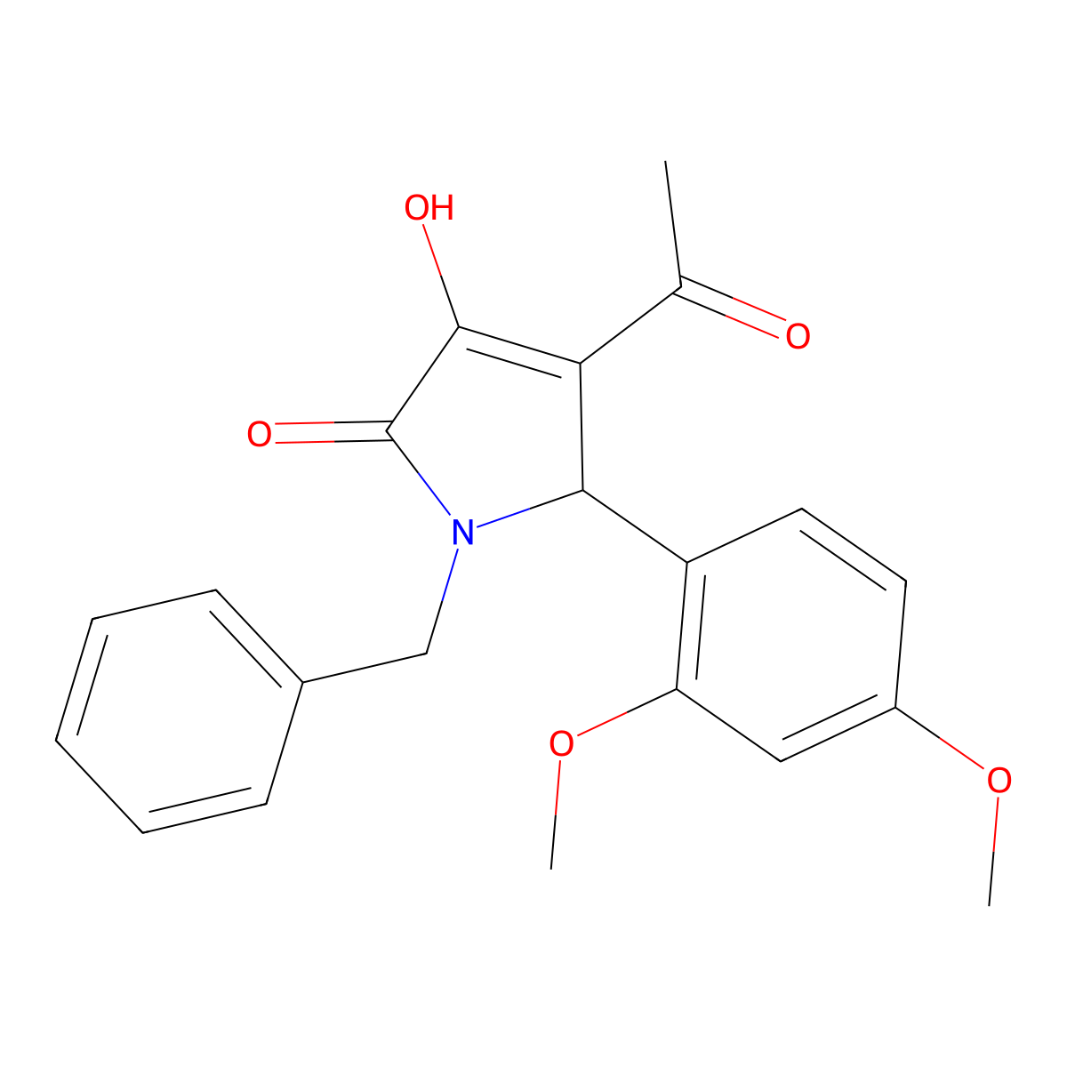 3-acetyl-1-benzyl-2-(2,4-dimethoxyphenyl)-4-hydroxy-2H-pyrrol-5-one molecular structure, CAS 370582-67-5