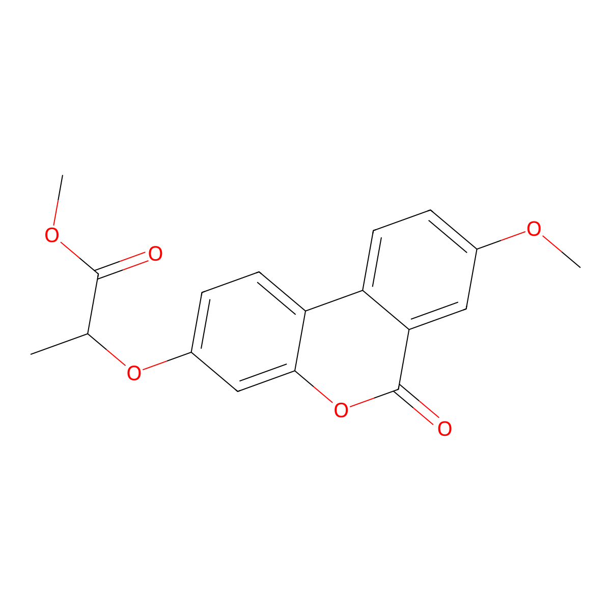 methyl 2-[(8-methoxy-6-oxo-6H-benzo[c]chromen-3-yl)oxy]propanoate molecular structure, CAS 370582-92-6