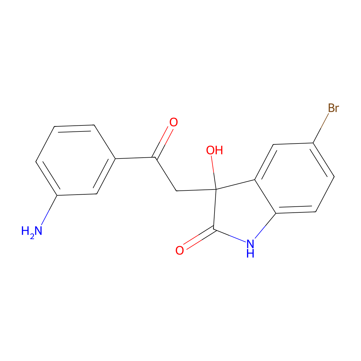 3-[2-(3-aminophenyl)-2-oxoethyl]-5-bromo-3-hydroxy-1,3-dihydro-2H-indol-2-one molecular structure, CAS 370583-04-3