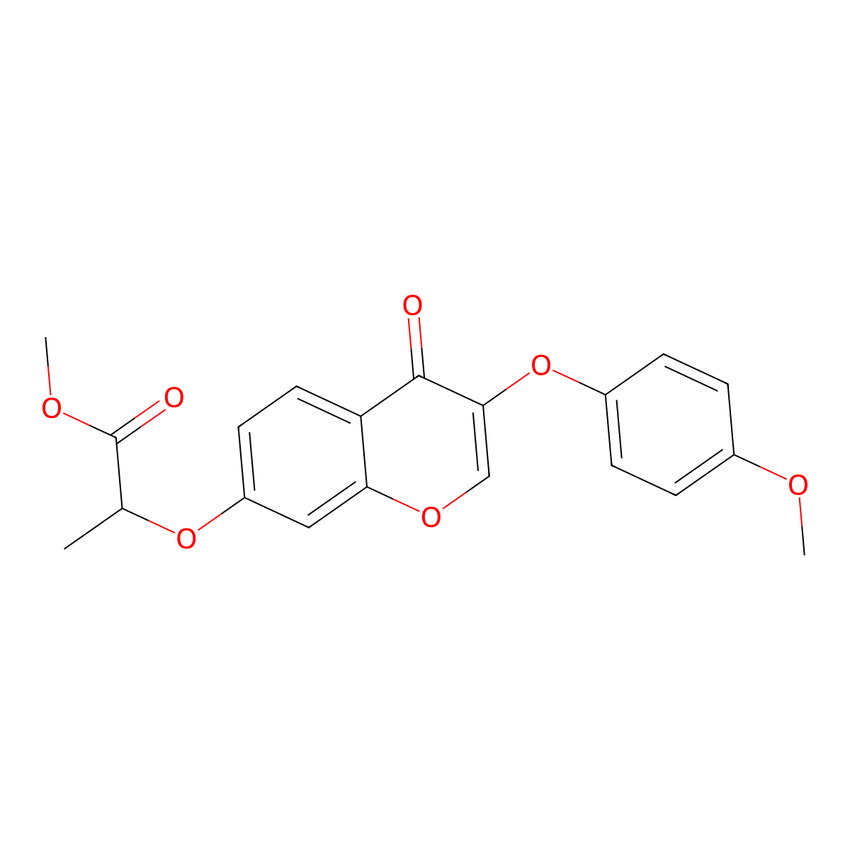 methyl 2-((3-(4-methoxyphenoxy)-4-oxo-4H-chromen-7-yl)oxy)propanoate molecular structure, CAS 370583-05-4