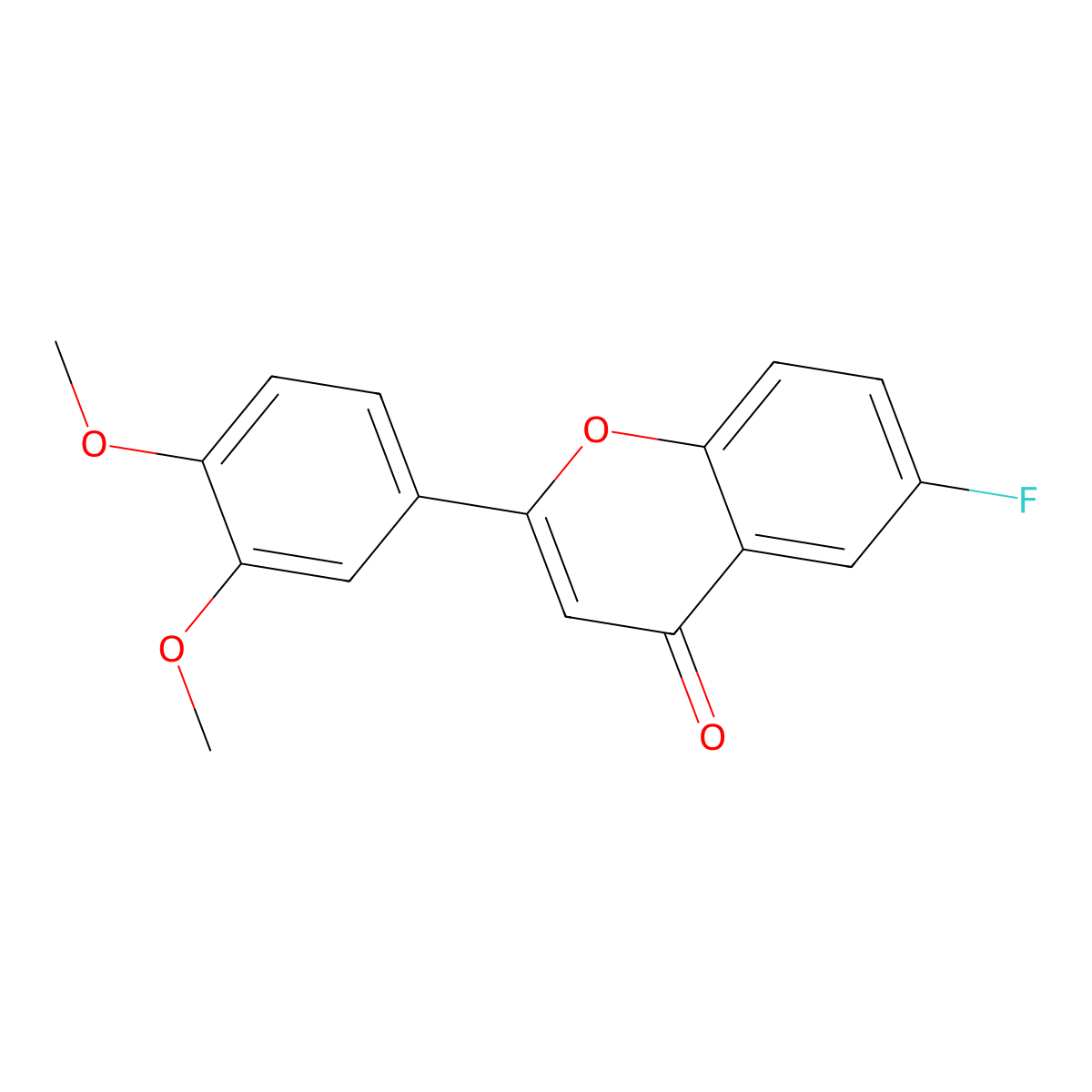 2-(3,4-Dimethoxyphenyl)-6-fluorochromen-4-one molecular structure, CAS 370583-45-2