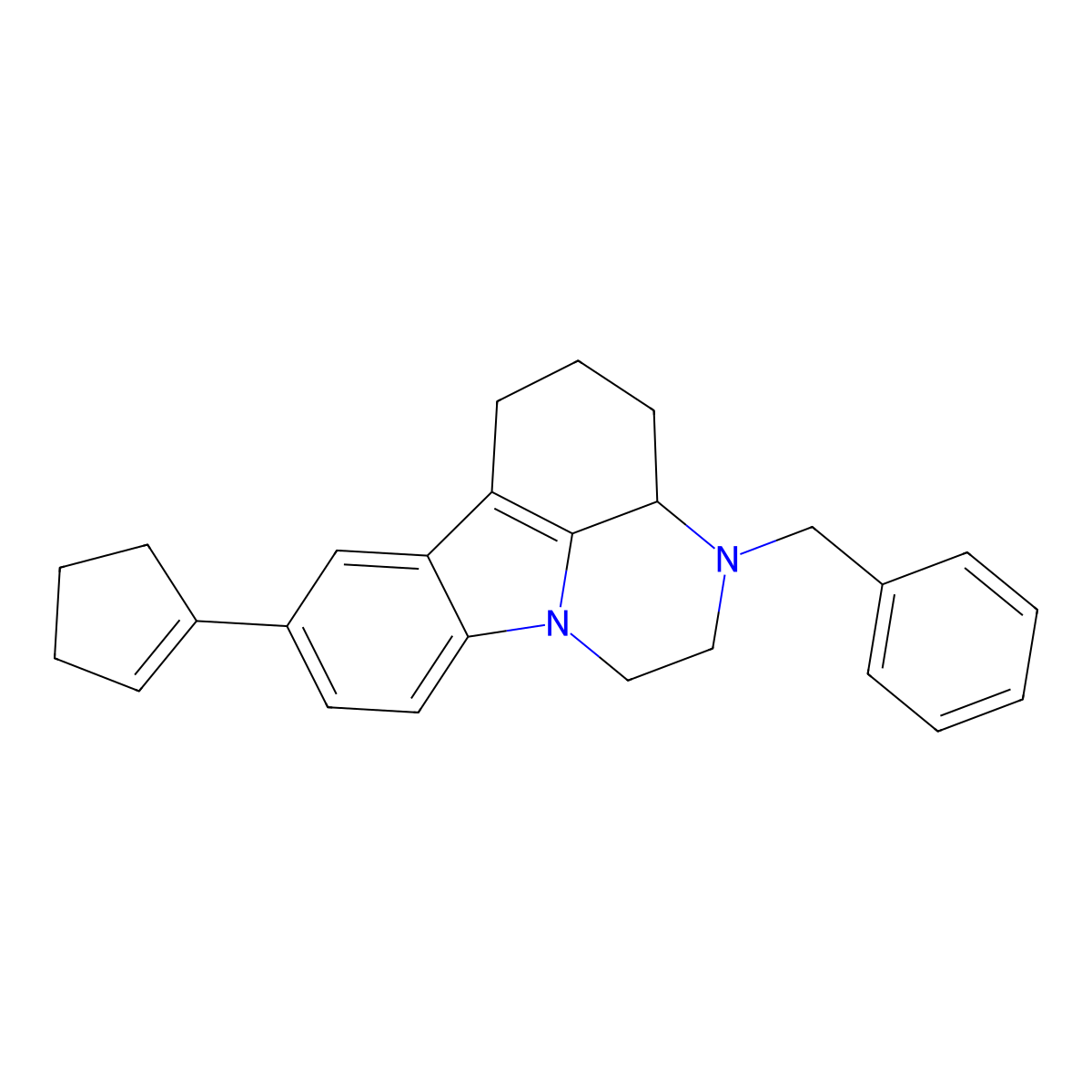 3-benzyl-8-(1-cyclopenten-1-yl)-2,3,3a,4,5,6-hexahydro-1H-pyrazino[3,2,1-jk]carbazole molecular structure, CAS 370583-55-4