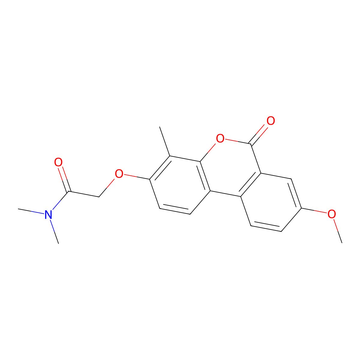 2-(8-methoxy-4-methyl-6-oxobenzo[c]chromen-3-yl)oxy-N,N-dimethylacetamide molecular structure, CAS 370583-65-6