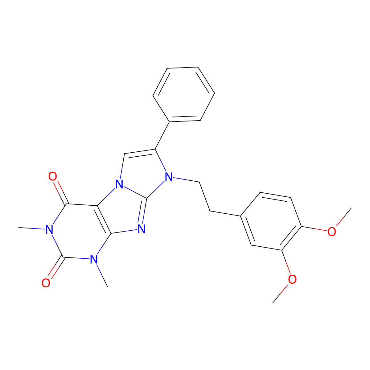6-[2-(3,4-Dimethoxyphenyl)ethyl]-2,4-dimethyl-7-phenylpurino[7,8-a]imidazole-1,3-dione molecular structure, CAS 370583-83-8