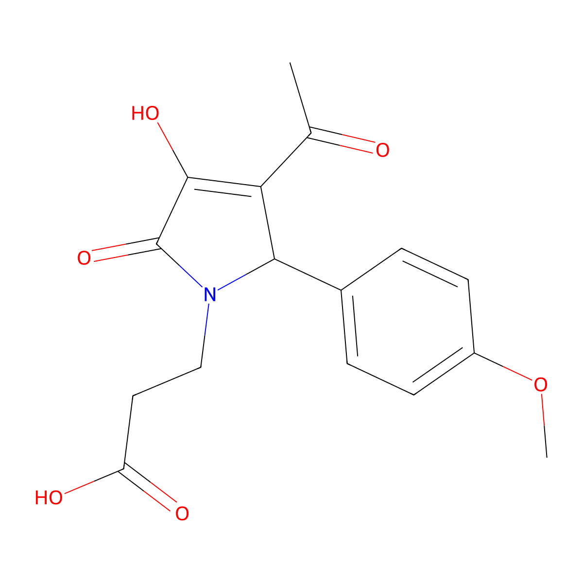 3-(3-Acetyl-4-hydroxy-2-(4-methoxyphenyl)-5-oxo-2,5-dihydro-1H-pyrrol-1-yl)propanoic acid molecular structure, CAS 370584-35-3