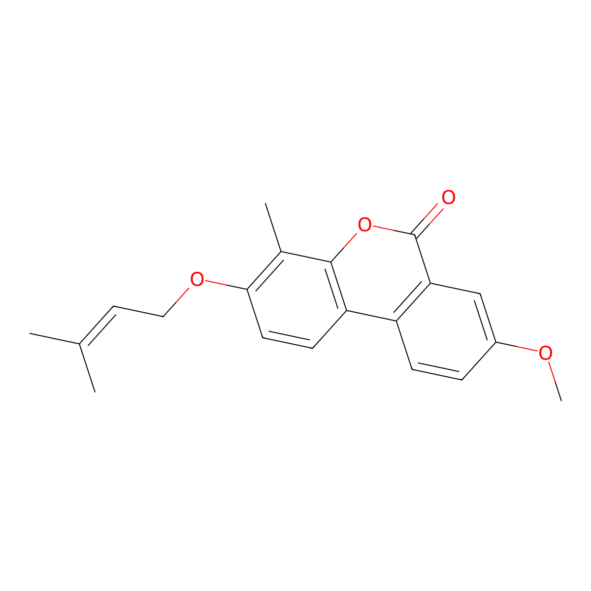 8-methoxy-4-methyl-3-[(3-methyl-2-butenyl)oxy]-6H-benzo[c]chromen-6-one molecular structure, CAS 370584-59-1
