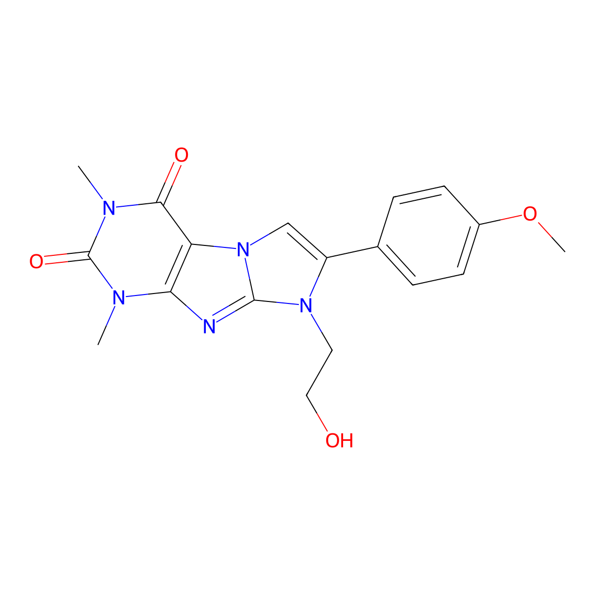 8-(2-Hydroxyethyl)-7-(4-methoxyphenyl)-1,3-dimethyl-1H-imidazo[2,1-f]purine-2,4(3H,8H)-dione molecular structure, CAS 370584-70-6