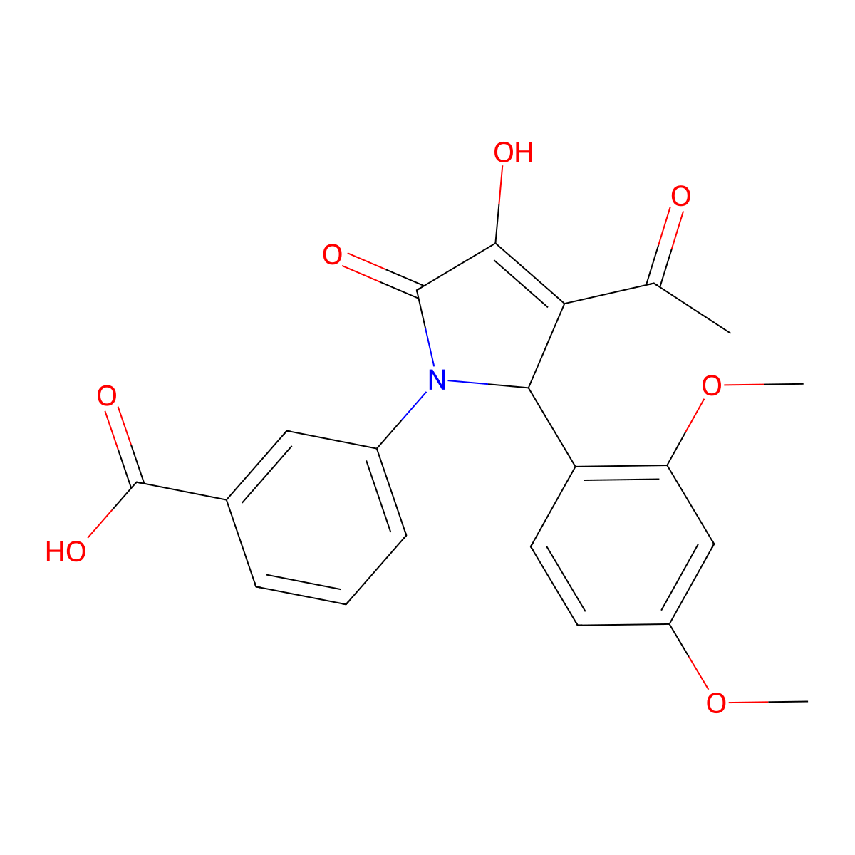 3-[3-acetyl-2-(2,4-dimethoxyphenyl)-4-hydroxy-5-oxo-2H-pyrrol-1-yl]benzoic Acid molecular structure, CAS 370584-75-1
