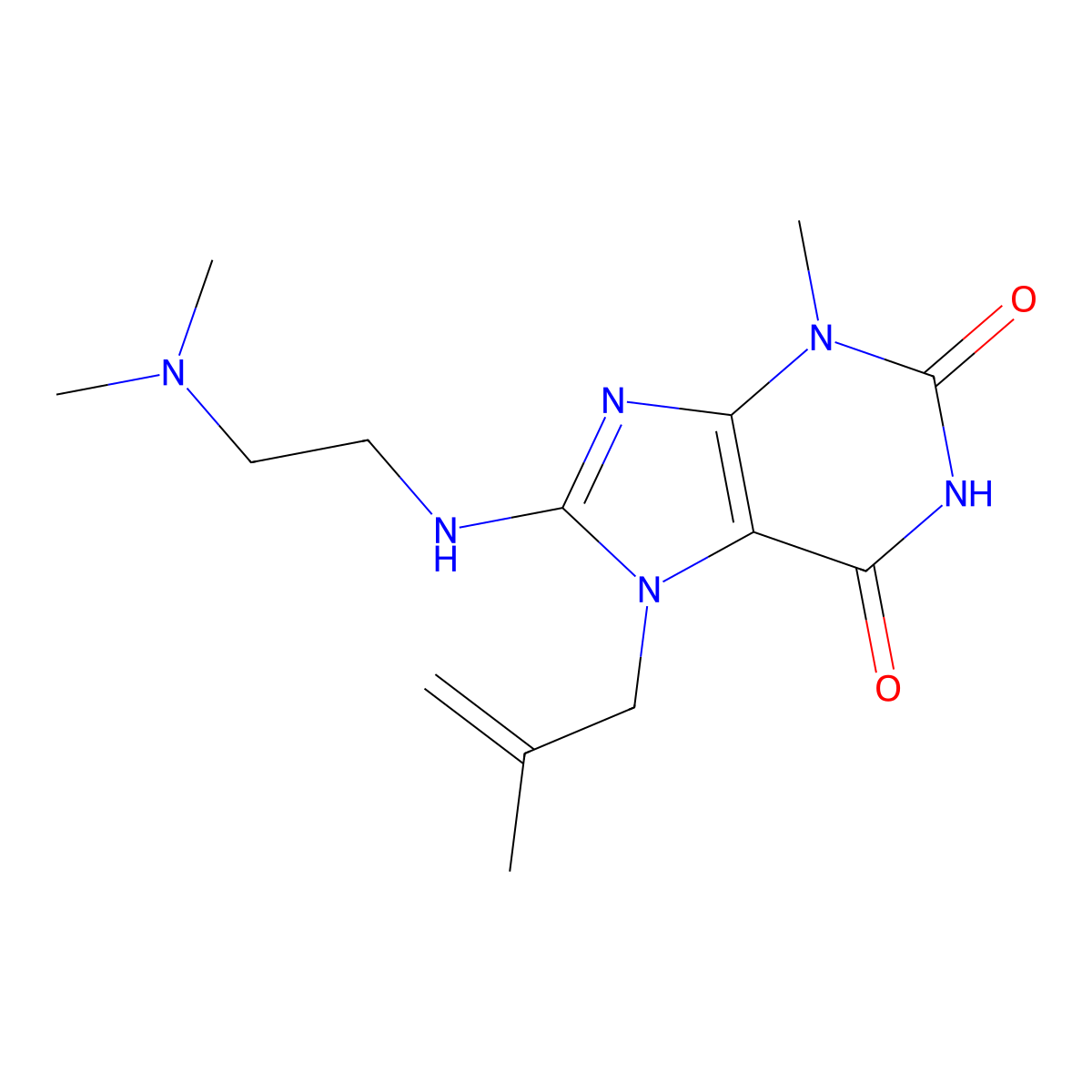 8-((2-(Dimethylamino)ethyl)amino)-3-methyl-7-(2-methyl-2-propenyl)-3,7-dihydro-1H-purine-2,6-dione molecular structure, CAS 370584-93-3