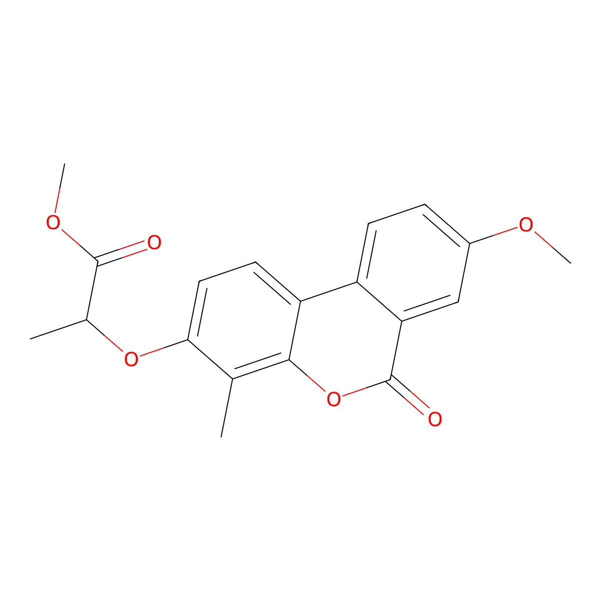 methyl 2-[(8-methoxy-4-methyl-6-oxo-6H-benzo[c]chromen-3-yl)oxy]propanoate molecular structure, CAS 370585-31-2