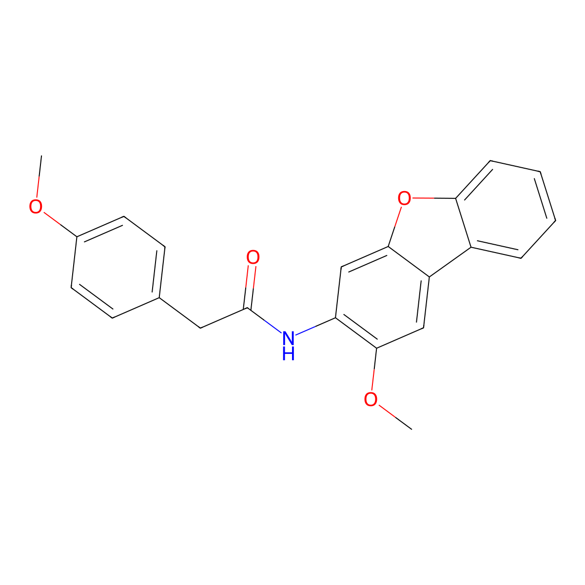 N-(2-methoxydibenzofuran-3-yl)-2-(4-methoxyphenyl)acetamide molecular structure, CAS 370585-93-6