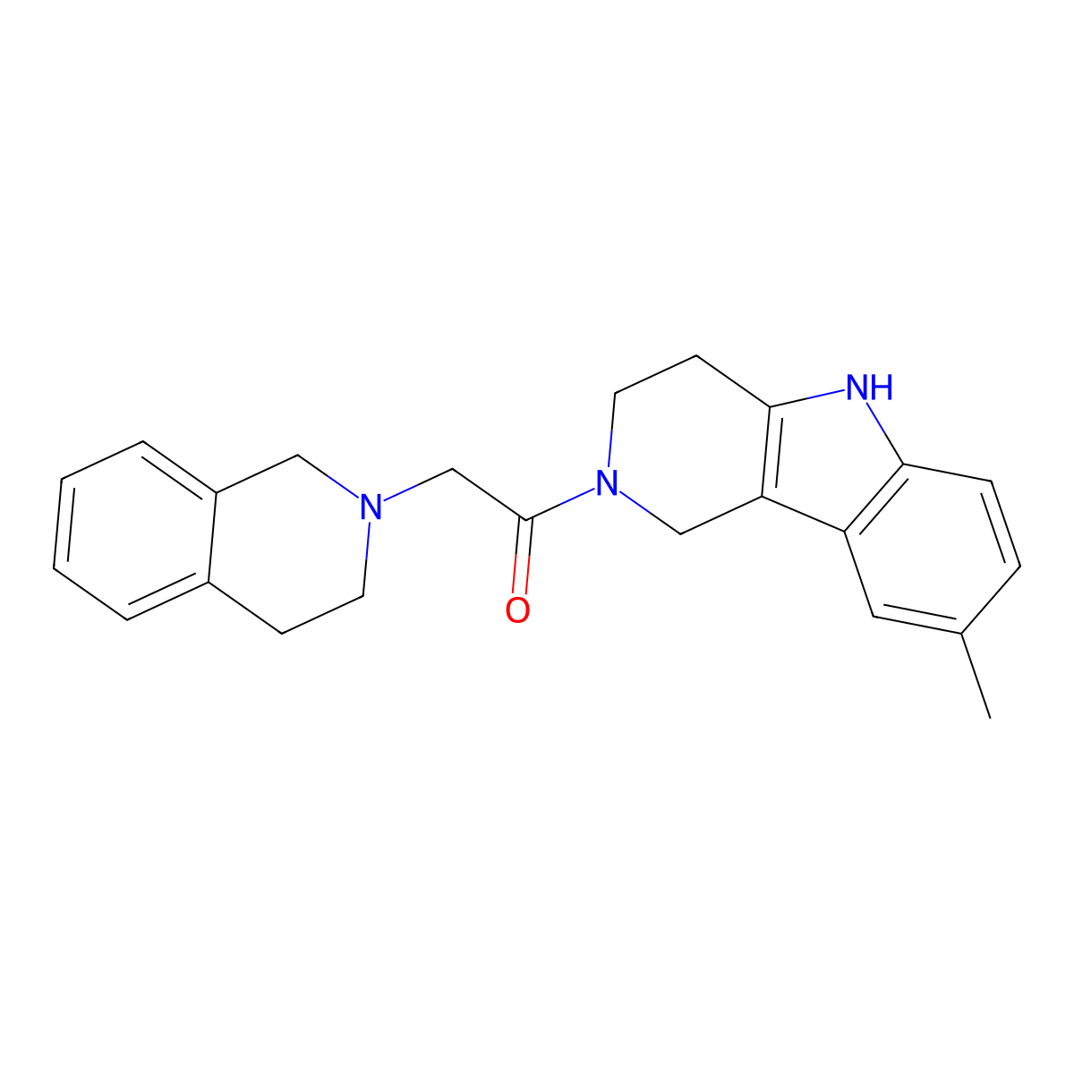 2-(3,4-Dihydro-2(1H)-isoquinolinyl)-1-(1,3,4,5-tetrahydro-8-methyl-2H-pyrido[4,3-b]indol-2-yl)ethanone molecular structure, CAS 370586-07-5