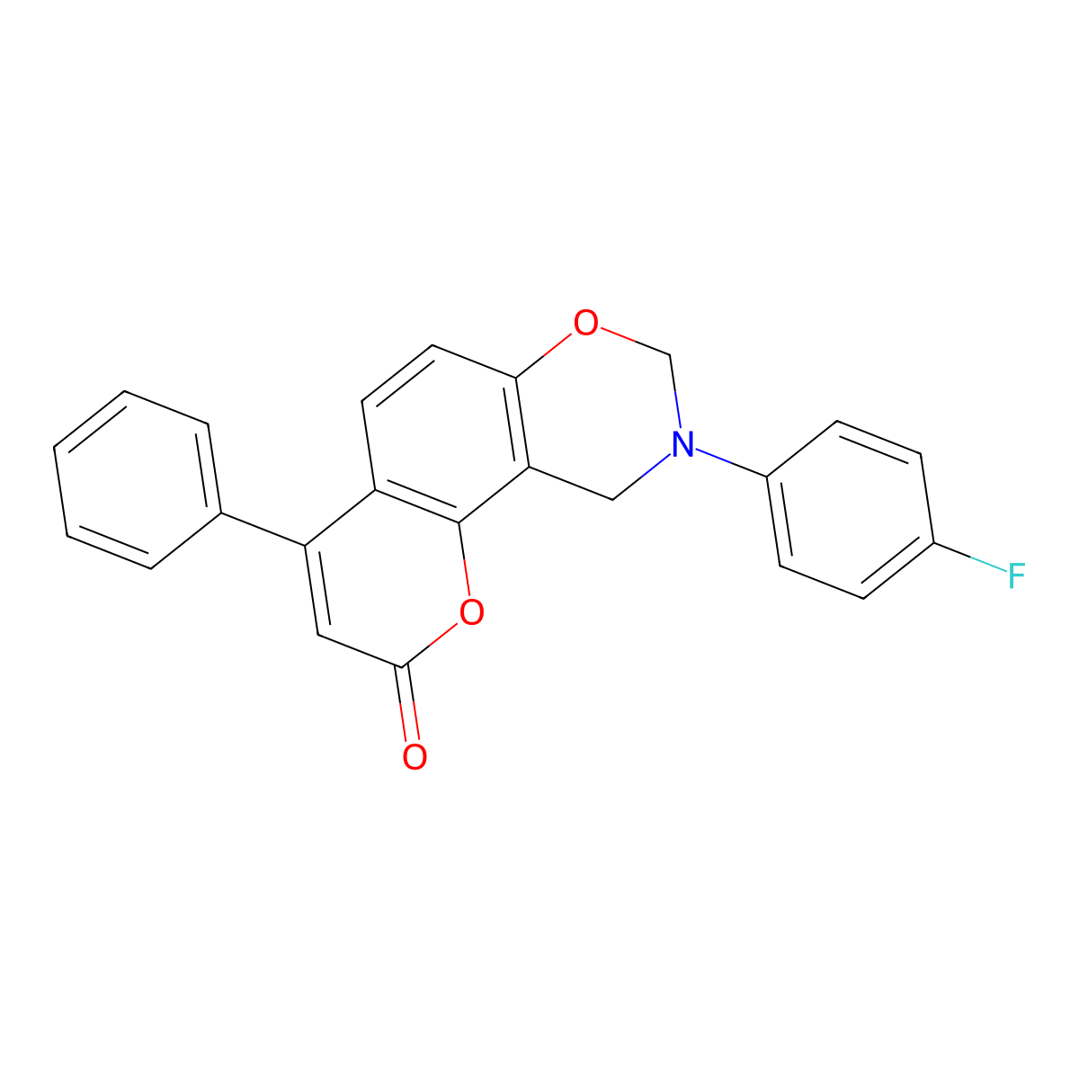 9-(4-fluorophenyl)-4-phenyl-9,10-dihydro-2H,8H-chromeno[8,7-e][1,3]oxazin-2-one molecular structure, CAS 370586-28-0