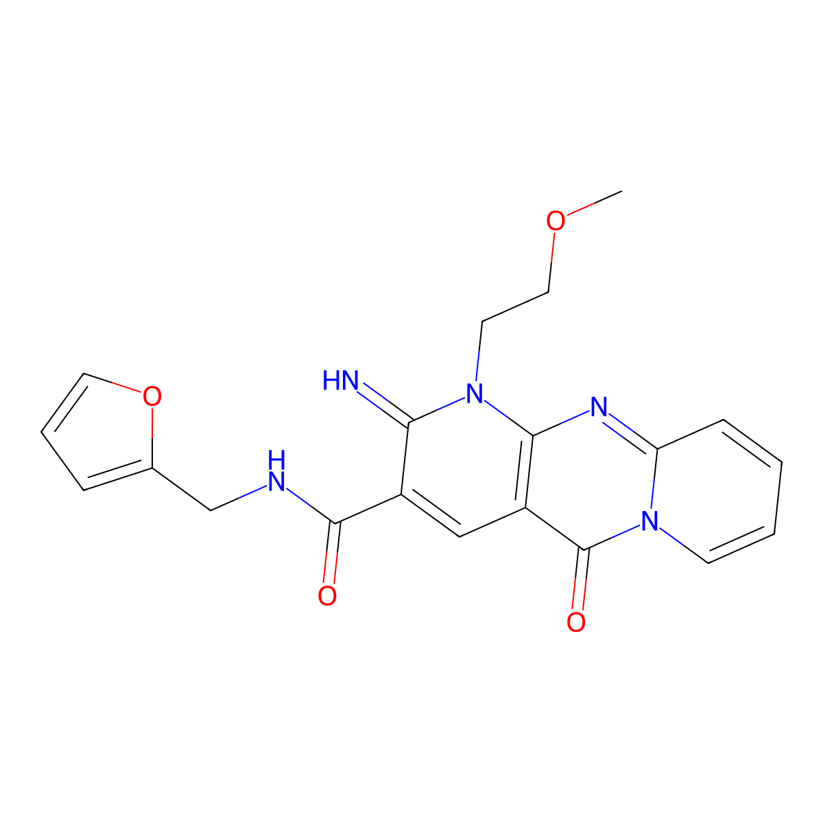 N-(2-Furylmethyl)-2-imino-1-(2-methoxyethyl)-5-oxo-1,5-dihydro-2H-dipyrido[1,2-A:2,3-D]pyrimidine-3-carboxamide molecular structure, CAS 370586-42-8