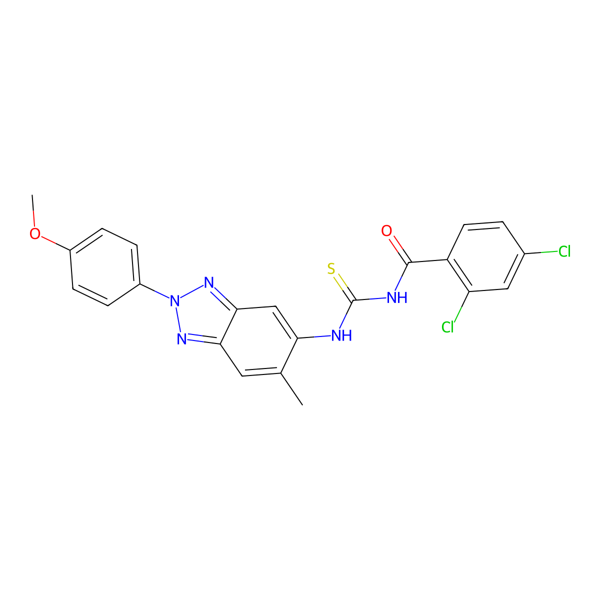 2,4-dichloro-N-[[2-(4-methoxyphenyl)-6-methylbenzotriazol-5-yl]carbamothioyl]benzamide molecular structure, CAS 370586-49-5