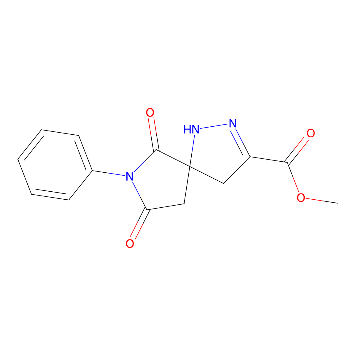 Methyl 6,8-dioxo-7-phenyl-1,2,7-triazaspiro[4.4]non-2-ene-3-carboxylate molecular structure, CAS 370586-70-2