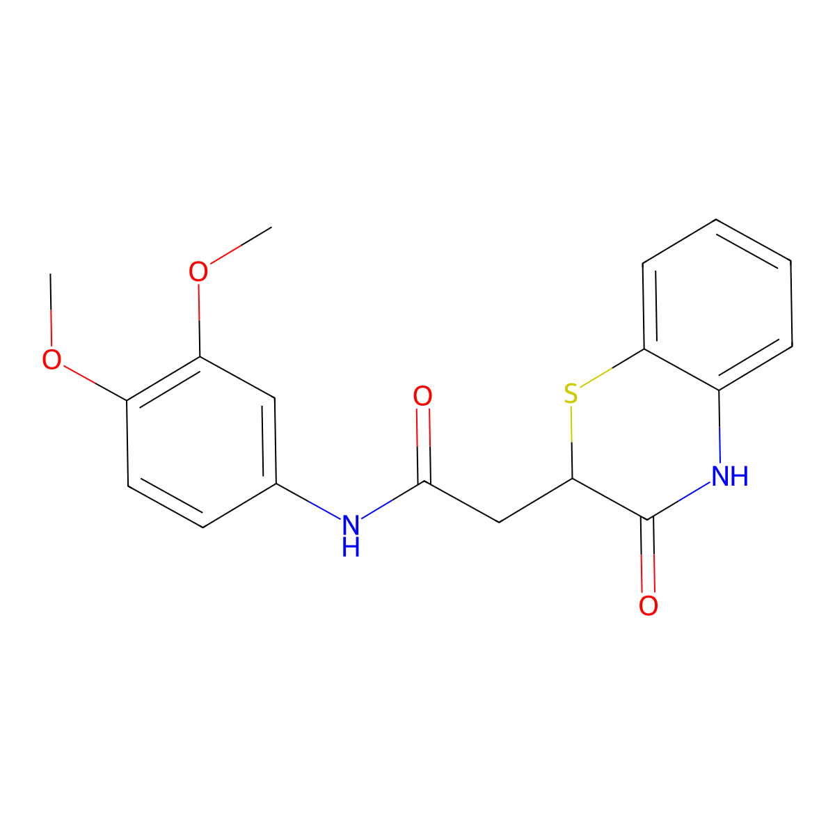 N-(3,4-dimethoxyphenyl)-2-(3-oxo-3,4-dihydro-2H-1,4-benzothiazin-2-yl)acetamide molecular structure, CAS 370587-46-5