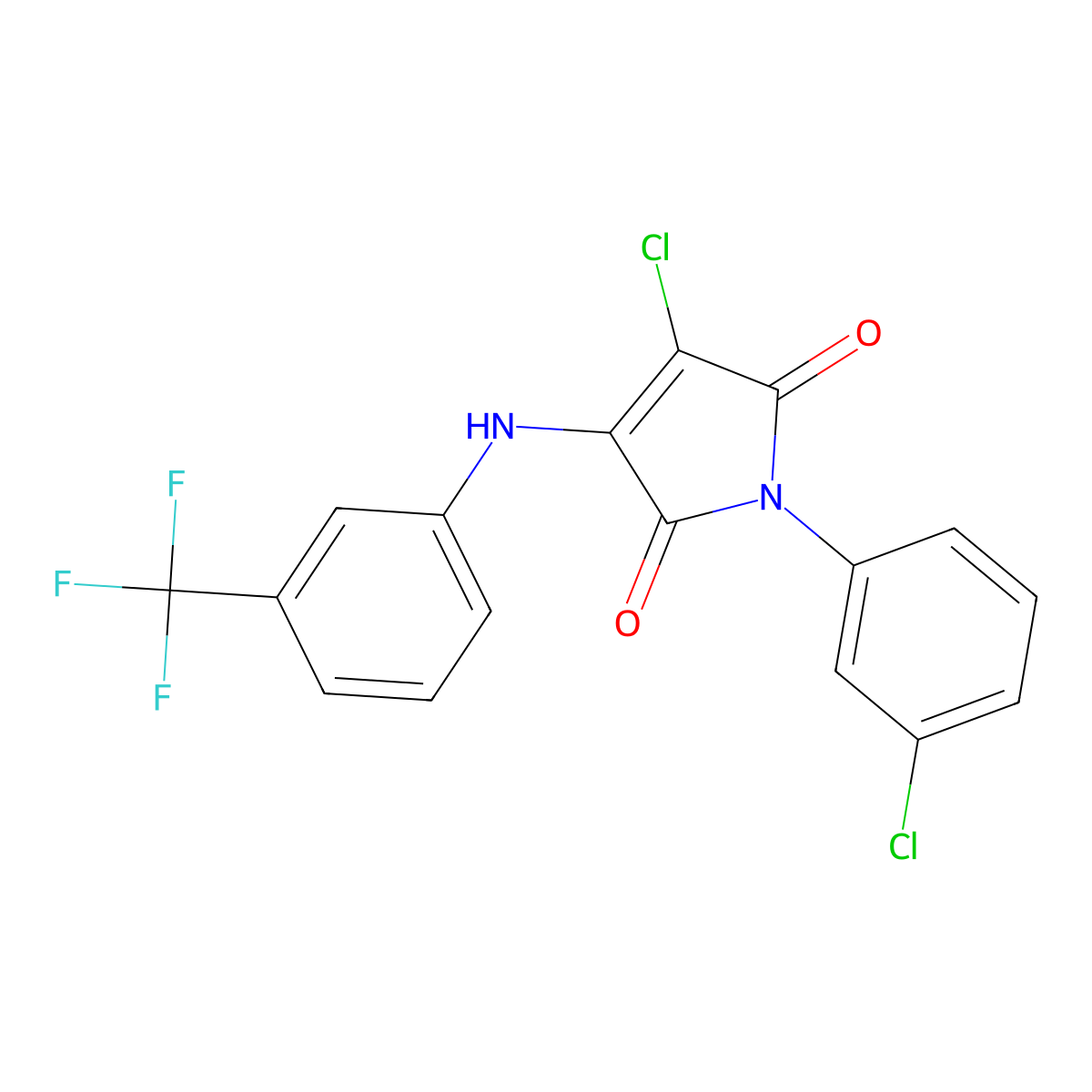 3-chloro-1-(3-chlorophenyl)-4-((3-(trifluoromethyl)phenyl)amino)-1H-pyrrole-2,5-dione molecular structure, CAS 370587-57-8