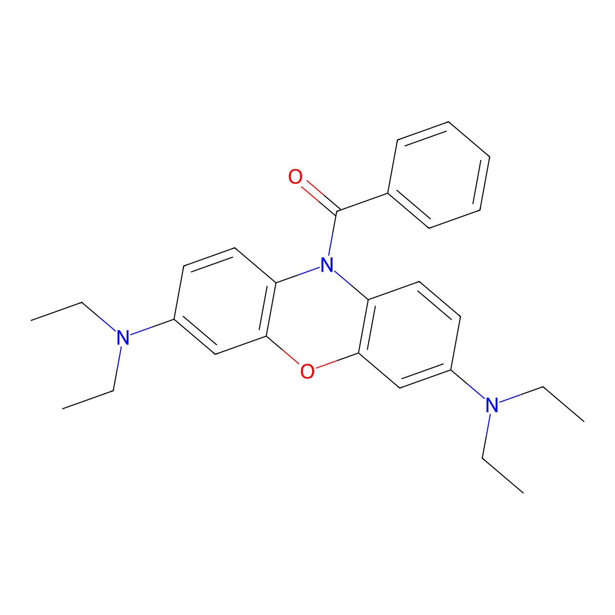 (3,7-Bis(diethylamino)-10H-phenoxazin-10-yl)phenylmethanone molecular structure, CAS 37060-36-9