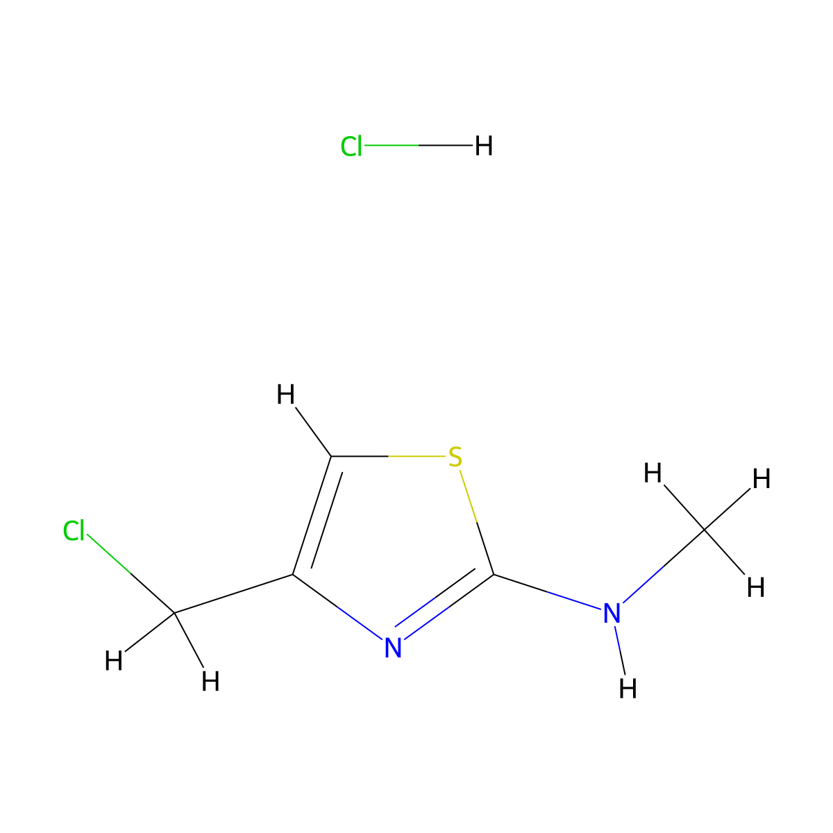 4-(Chloromethyl)-N-methyl-1,3-thiazol-2-amine hydrochloride molecular structure, CAS 37060-74-5