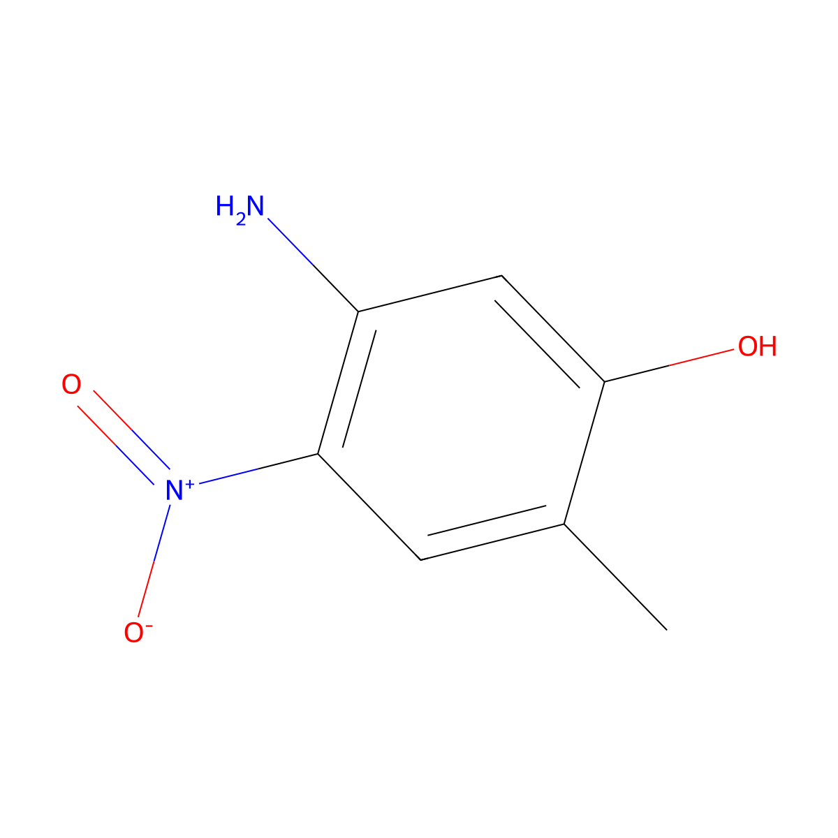 5-Amino-2-methyl-4-nitrophenol molecular structure, CAS 37066-92-5