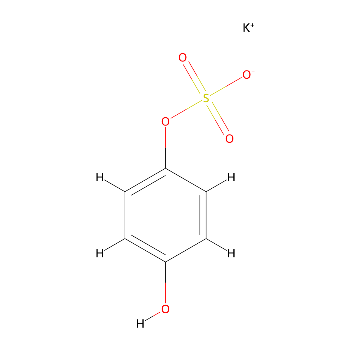 Potassium p-hydroxyphenyl sulphate molecular structure, CAS 37067-27-9