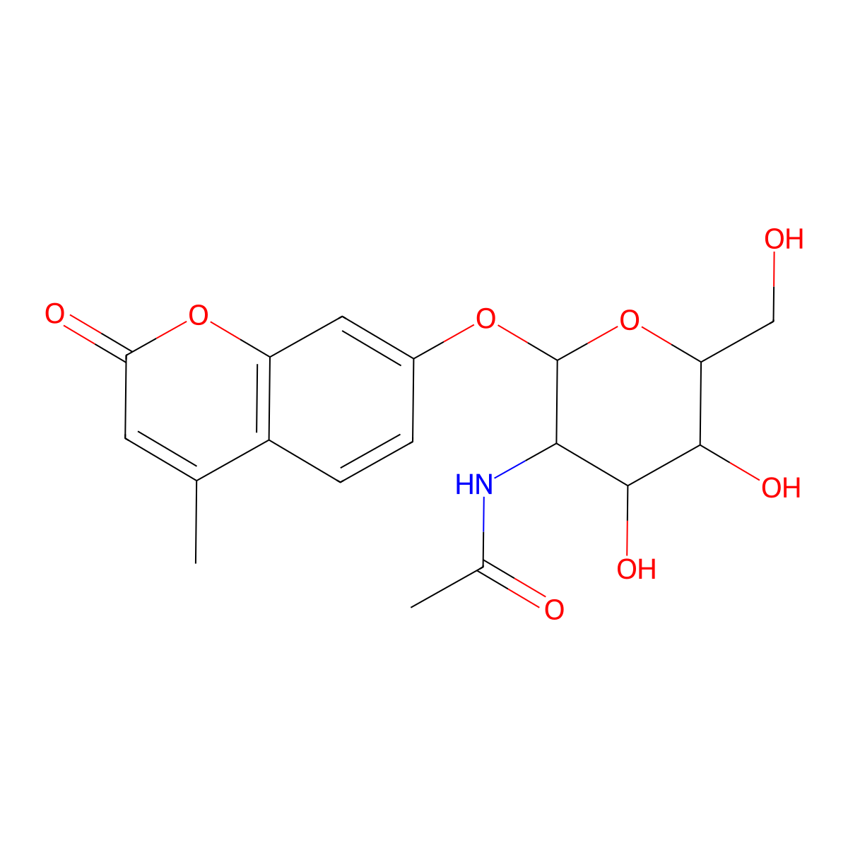 4-Methylumbelliferyl 2-acetamido-2-deoxy-beta-D-glucopyranoside molecular structure, CAS 37067-30-4