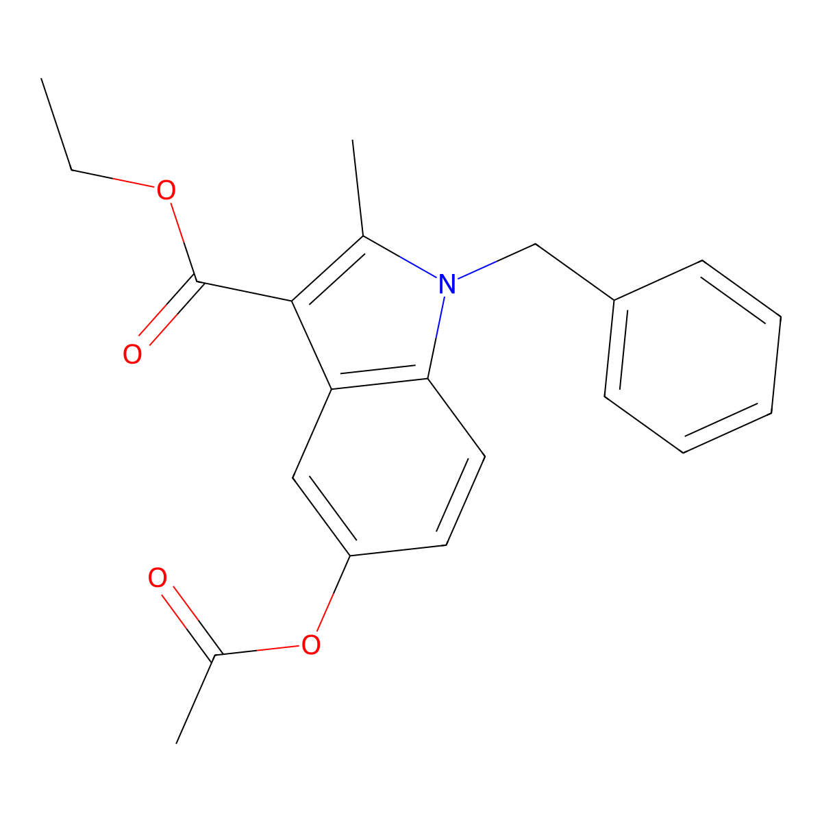 Ethyl 5-(acetyloxy)-1-benzyl-2-methyl-1H-indole-3-carboxylate molecular structure, CAS 37075-91-5