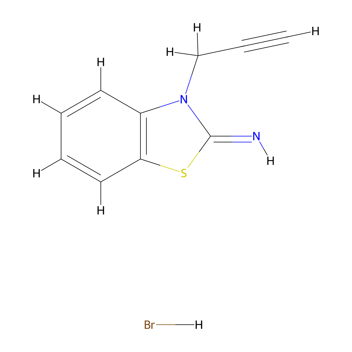 3-(prop-2-yn-1-yl)benzo[d]thiazol-2(3H)-imine hydrobromide molecular structure, CAS 3708-59-6