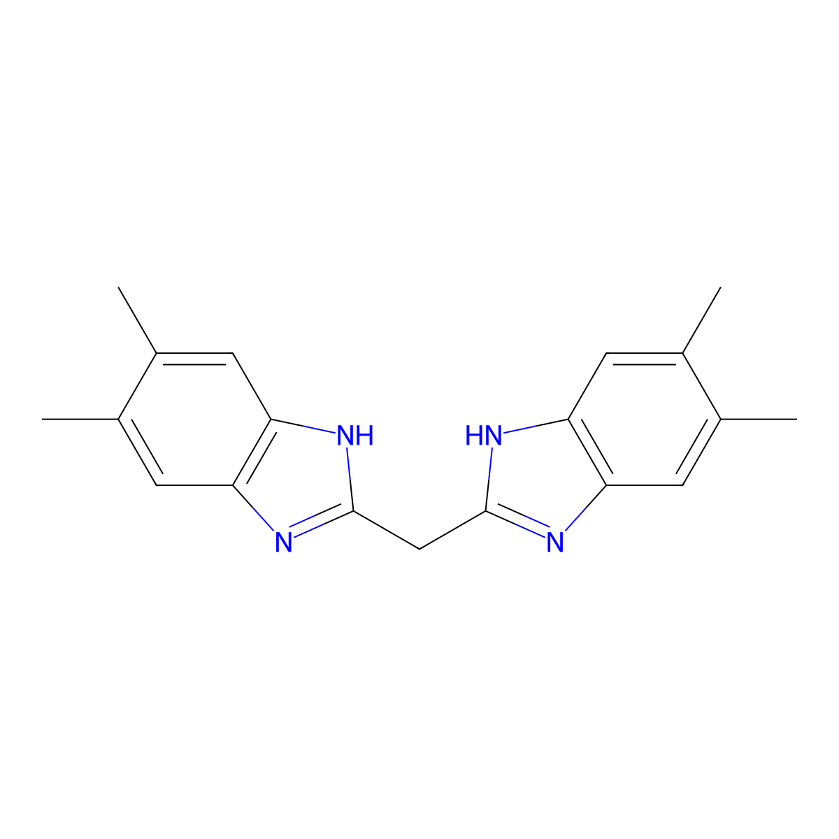 2,2'-Methylenebis(5,6-dimethylbenzimidazole) molecular structure, CAS 3708-68-7