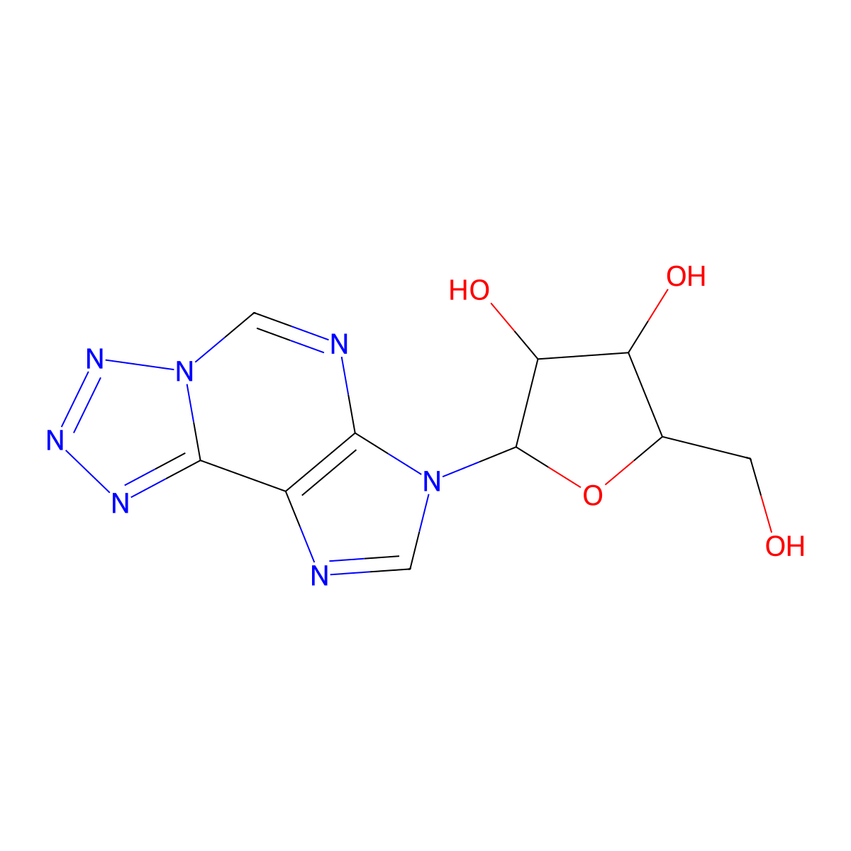 7-Pentofuranosyl-7h-tetrazolo[5,1-i]purine molecular structure, CAS 37082-52-3