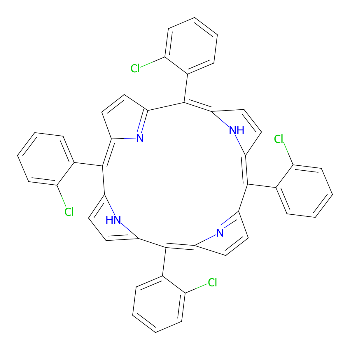 21H,23H-Porphine, 5,10,15,20-tetrakis(2-chlorophenyl)- molecular structure, CAS 37083-35-5