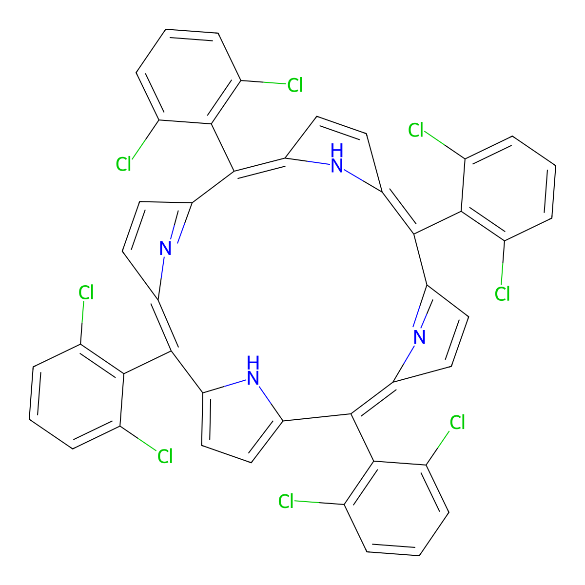 5,10,15,20-Tetrakis(2,6-dichlorophenyl)porphine molecular structure, CAS 37083-37-7