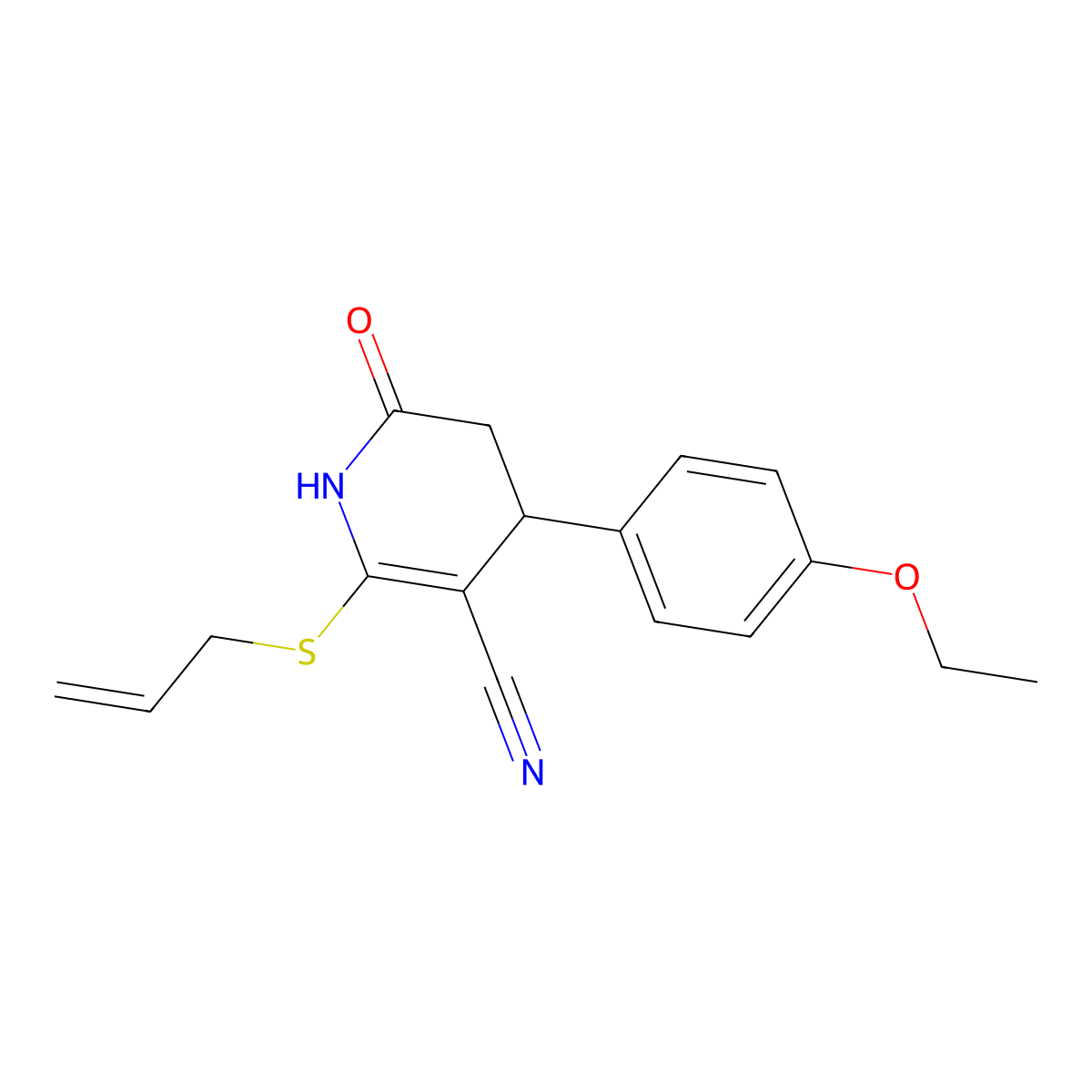 4-(4-ethoxyphenyl)-2-oxo-6-prop-2-enylsulfanyl-3,4-dihydro-1H-pyridine-5-carbonitrile molecular structure, CAS 370840-20-3