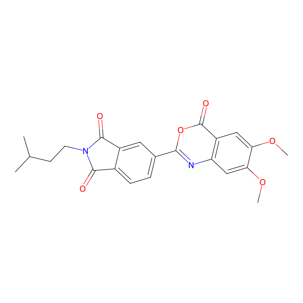 5-(6,7-Dimethoxy-4-oxo-3,1-benzoxazin-2-yl)-2-(3-methylbutyl)isoindole-1,3-dione molecular structure, CAS 370841-33-1