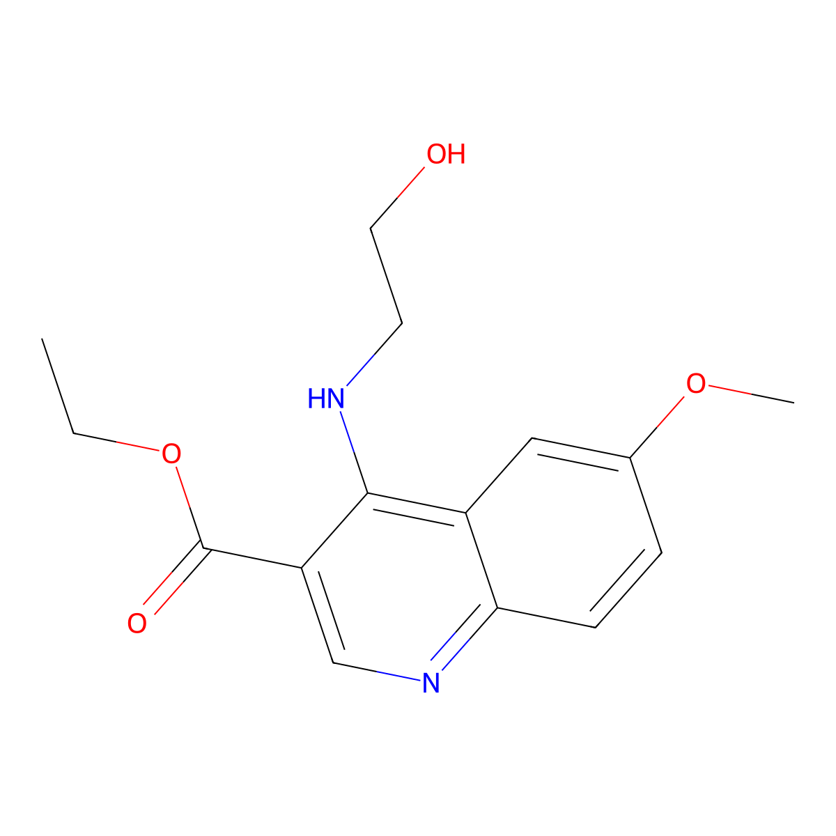 Ethyl4-[(2-hydroxyethyl)amino]-6-methoxy-3-quinolinecarboxylate molecular structure, CAS 370841-36-4
