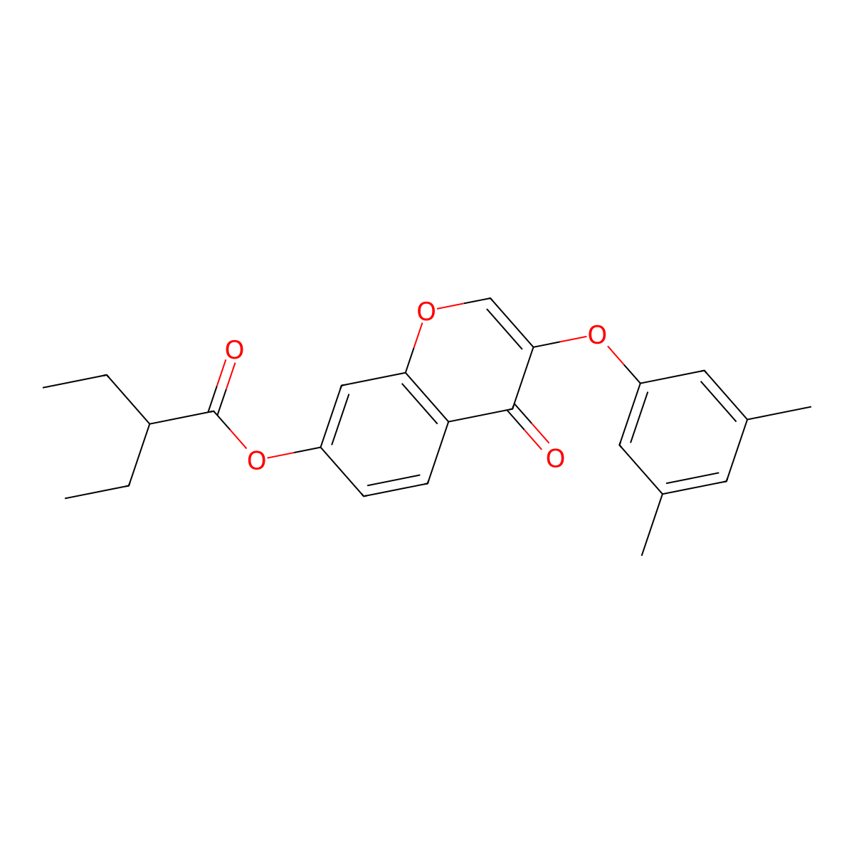[3-(3,5-Dimethylphenoxy)-4-oxochromen-7-yl] 2-ethylbutanoate molecular structure, CAS 370841-62-6
